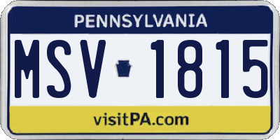 PA license plate MSV1815