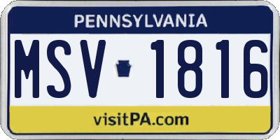 PA license plate MSV1816