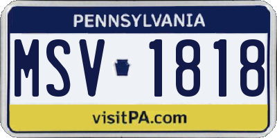 PA license plate MSV1818
