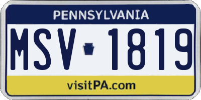 PA license plate MSV1819