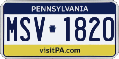 PA license plate MSV1820
