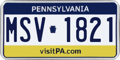 PA license plate MSV1821