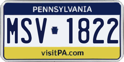 PA license plate MSV1822