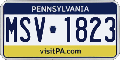 PA license plate MSV1823
