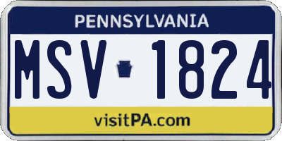 PA license plate MSV1824