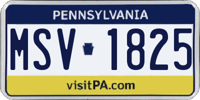 PA license plate MSV1825