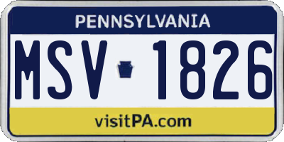 PA license plate MSV1826