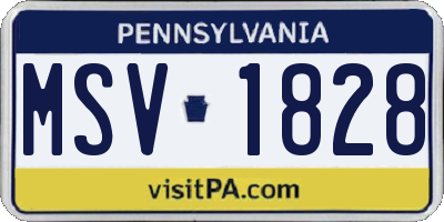 PA license plate MSV1828