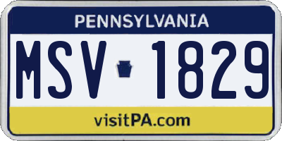 PA license plate MSV1829