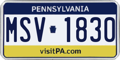 PA license plate MSV1830