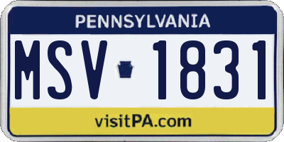 PA license plate MSV1831