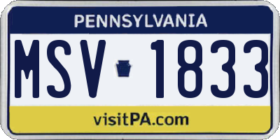PA license plate MSV1833