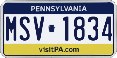 PA license plate MSV1834
