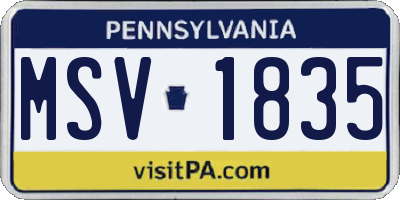 PA license plate MSV1835