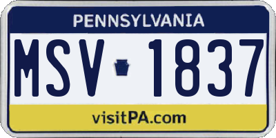 PA license plate MSV1837