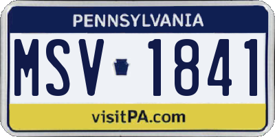PA license plate MSV1841