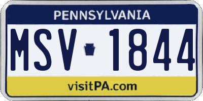 PA license plate MSV1844