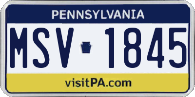 PA license plate MSV1845