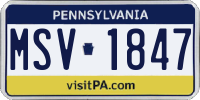 PA license plate MSV1847