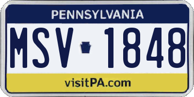 PA license plate MSV1848