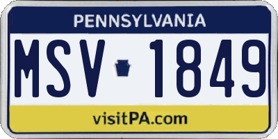 PA license plate MSV1849