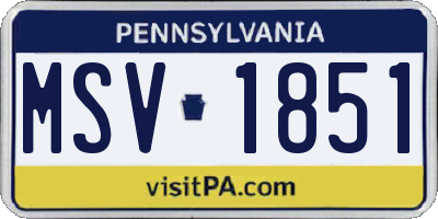PA license plate MSV1851
