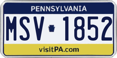 PA license plate MSV1852