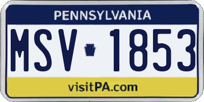 PA license plate MSV1853