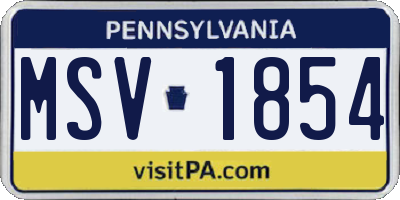 PA license plate MSV1854