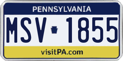 PA license plate MSV1855