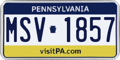 PA license plate MSV1857