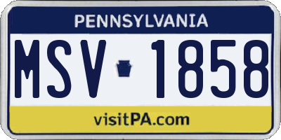 PA license plate MSV1858
