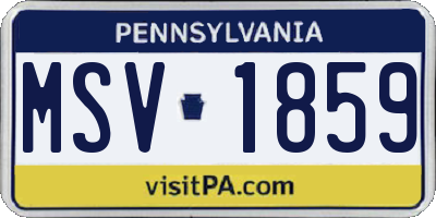 PA license plate MSV1859
