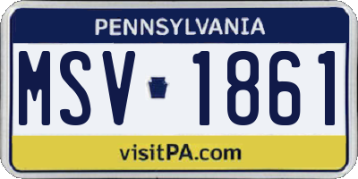 PA license plate MSV1861