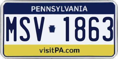 PA license plate MSV1863