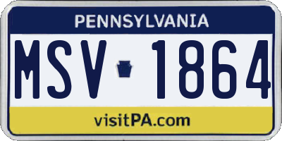 PA license plate MSV1864