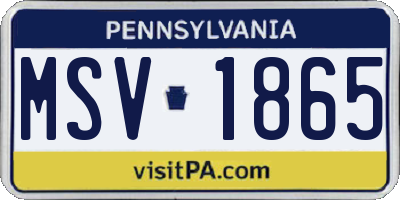 PA license plate MSV1865