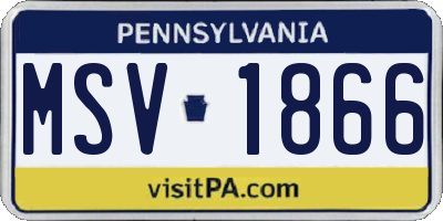PA license plate MSV1866