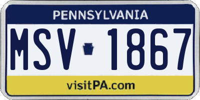 PA license plate MSV1867