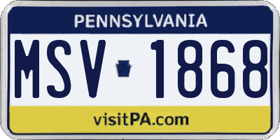 PA license plate MSV1868