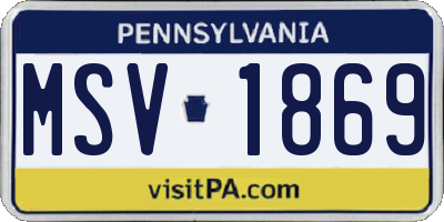 PA license plate MSV1869