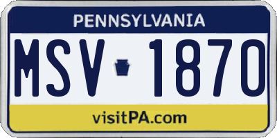PA license plate MSV1870