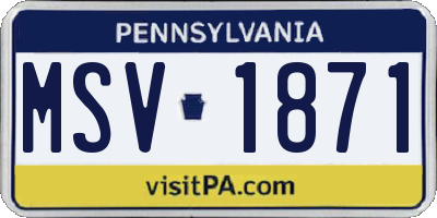 PA license plate MSV1871
