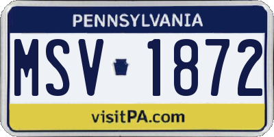 PA license plate MSV1872