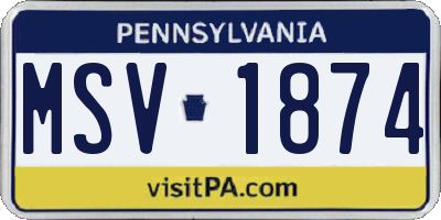 PA license plate MSV1874