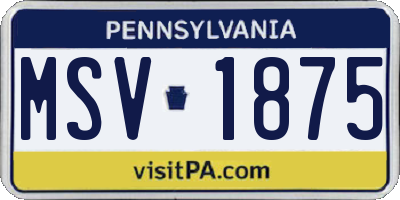 PA license plate MSV1875