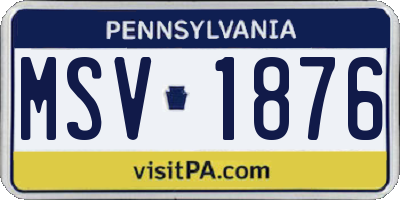 PA license plate MSV1876