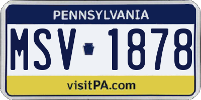 PA license plate MSV1878