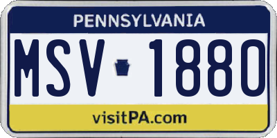 PA license plate MSV1880