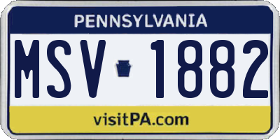 PA license plate MSV1882